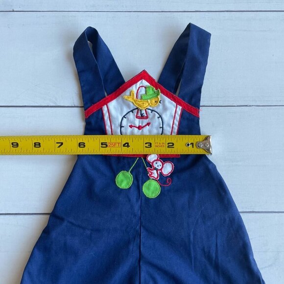 Vintage Baby Boy Hickory Dickory Dock Romper Overalls Outfit - Picture 7 of 9